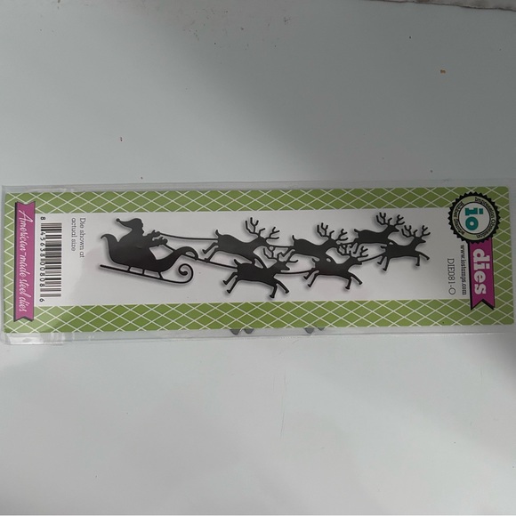 Impression Obsession Santa Sleigh Reindeer Metal Cutting die 5-1/2” x 1-1/2” - Picture 1 of 8